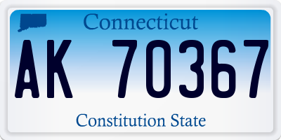 CT license plate AK70367