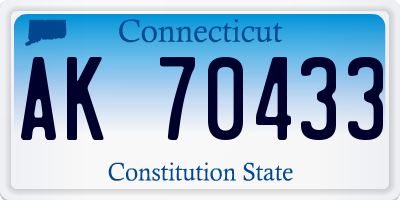 CT license plate AK70433