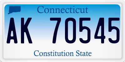 CT license plate AK70545
