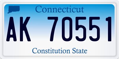 CT license plate AK70551