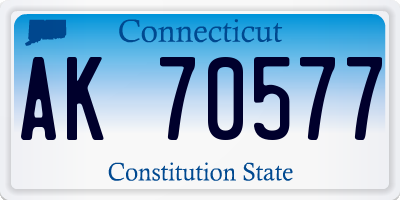 CT license plate AK70577