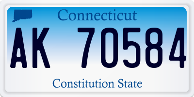 CT license plate AK70584