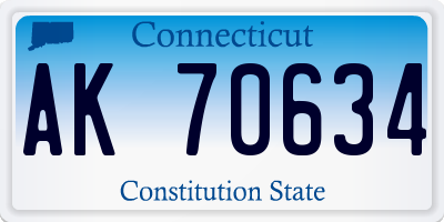 CT license plate AK70634