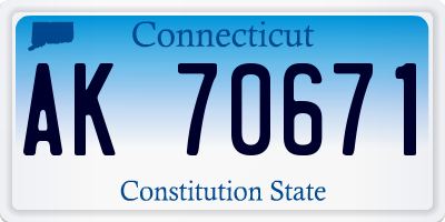 CT license plate AK70671
