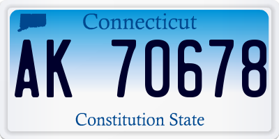 CT license plate AK70678