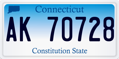 CT license plate AK70728