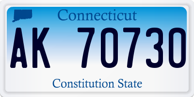 CT license plate AK70730