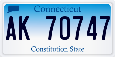 CT license plate AK70747