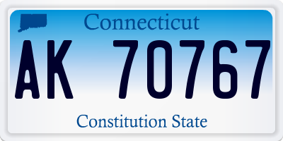 CT license plate AK70767