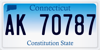 CT license plate AK70787