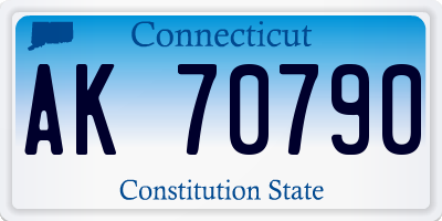 CT license plate AK70790
