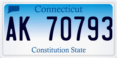 CT license plate AK70793