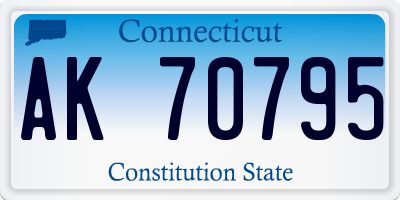 CT license plate AK70795