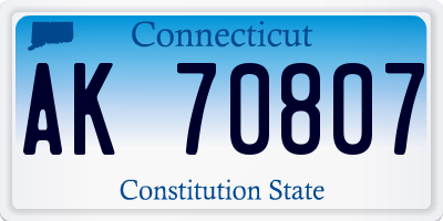 CT license plate AK70807