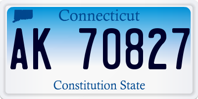 CT license plate AK70827