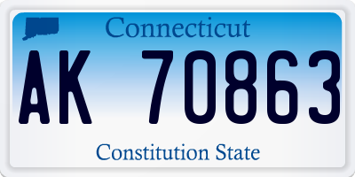 CT license plate AK70863