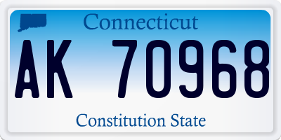 CT license plate AK70968