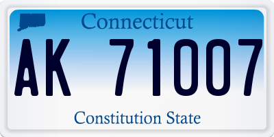 CT license plate AK71007