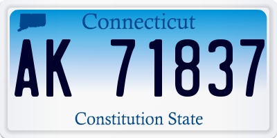 CT license plate AK71837