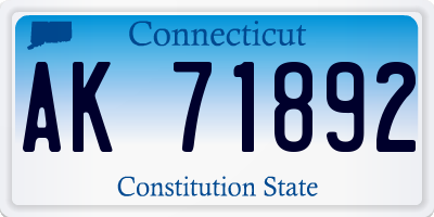 CT license plate AK71892