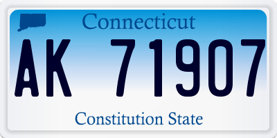 CT license plate AK71907