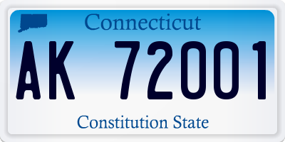 CT license plate AK72001