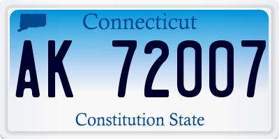 CT license plate AK72007