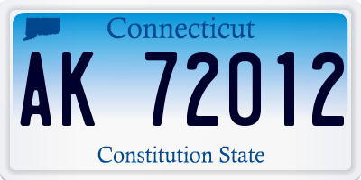 CT license plate AK72012