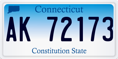 CT license plate AK72173