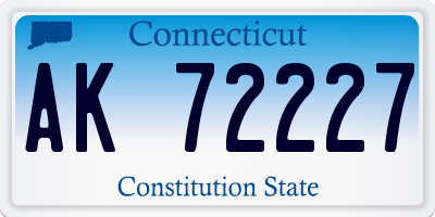 CT license plate AK72227