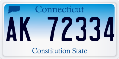 CT license plate AK72334