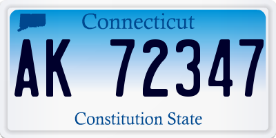 CT license plate AK72347