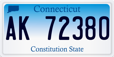 CT license plate AK72380