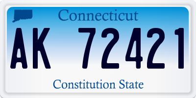 CT license plate AK72421