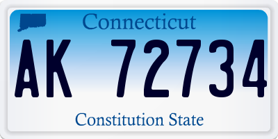CT license plate AK72734