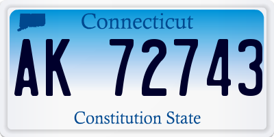 CT license plate AK72743