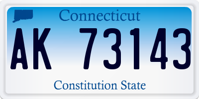CT license plate AK73143