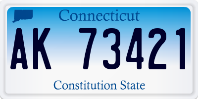 CT license plate AK73421