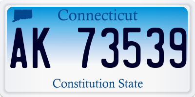 CT license plate AK73539