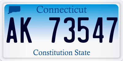 CT license plate AK73547