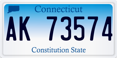 CT license plate AK73574