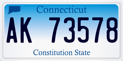CT license plate AK73578