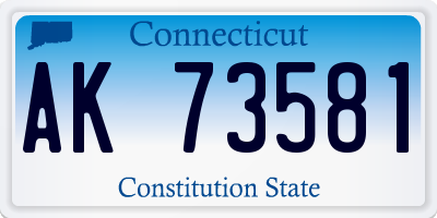 CT license plate AK73581