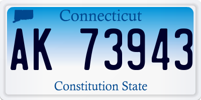 CT license plate AK73943