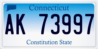 CT license plate AK73997