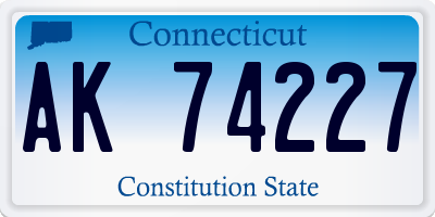 CT license plate AK74227