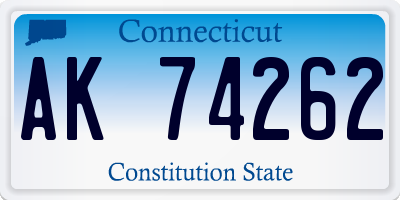 CT license plate AK74262