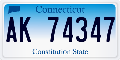 CT license plate AK74347
