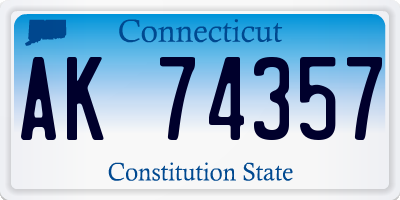 CT license plate AK74357