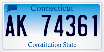 CT license plate AK74361